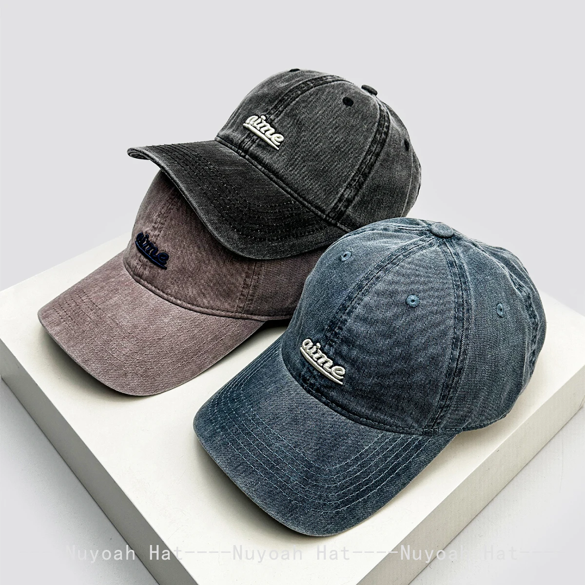 New Men Women Korean Distress Simple Letters Embroidery Baseball Hats Sunshade Retro Versatile Personal Peaked Caps Ins Fashion