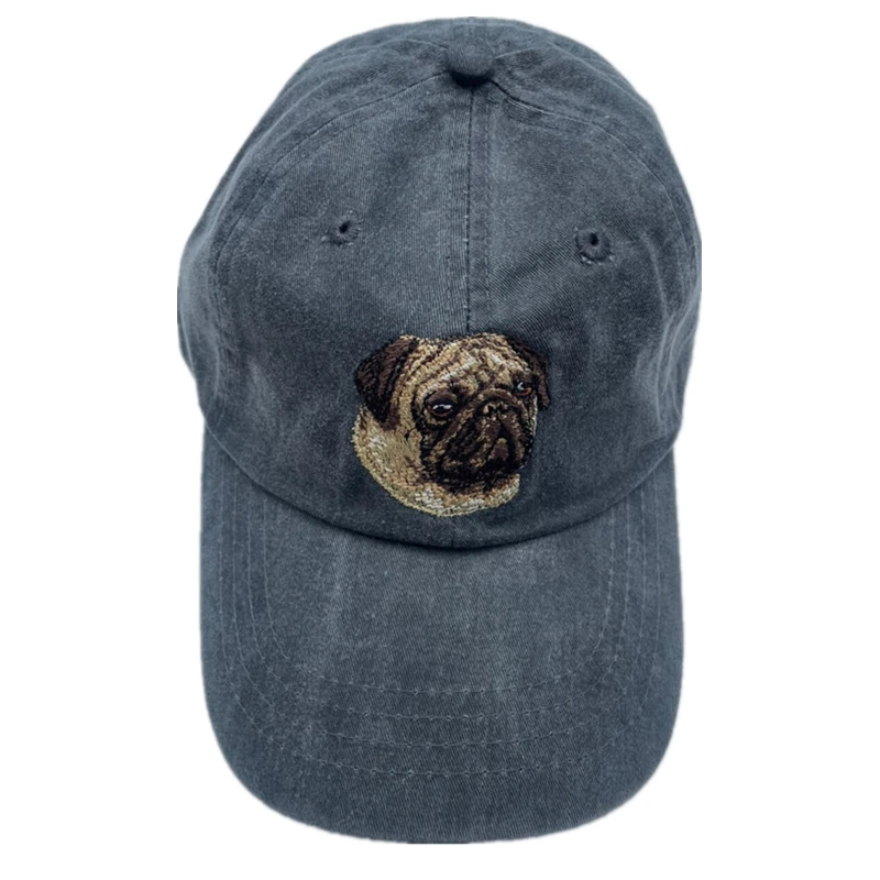 High Quality Wash Cotton Dog Pug Snapback Baseball Cap For Men Women Adjustable Hip Hop Dad Hat Bone Garros Dropshipping