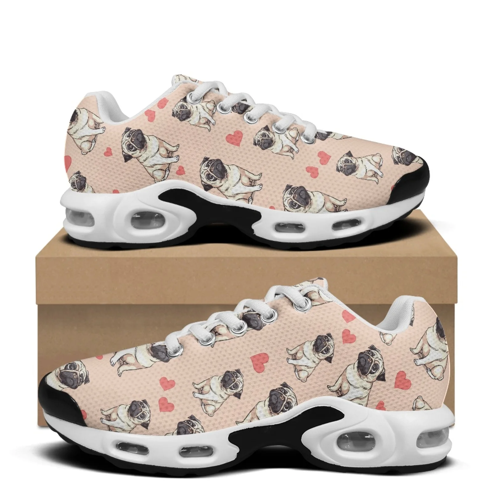 XIXIRIMIDO Air-Cushioned Sneakers Women's Running Shoes Men's Commuter Shoes Lightweight Breathable Soft Comfortable Pug 36-48