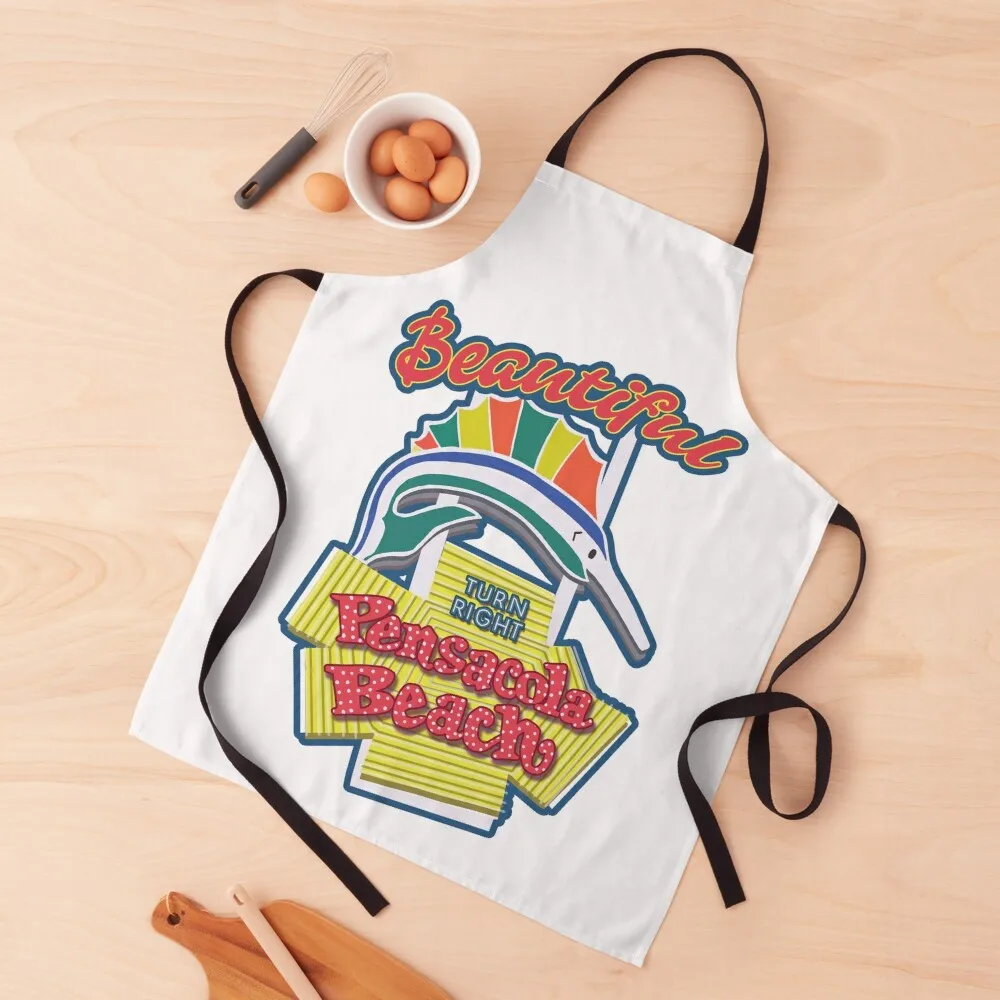 

Beautiful Pensacola Beach sign Apron useful gadgets for home Waterproof Kitchen For Women Kitchenware Kids Apron