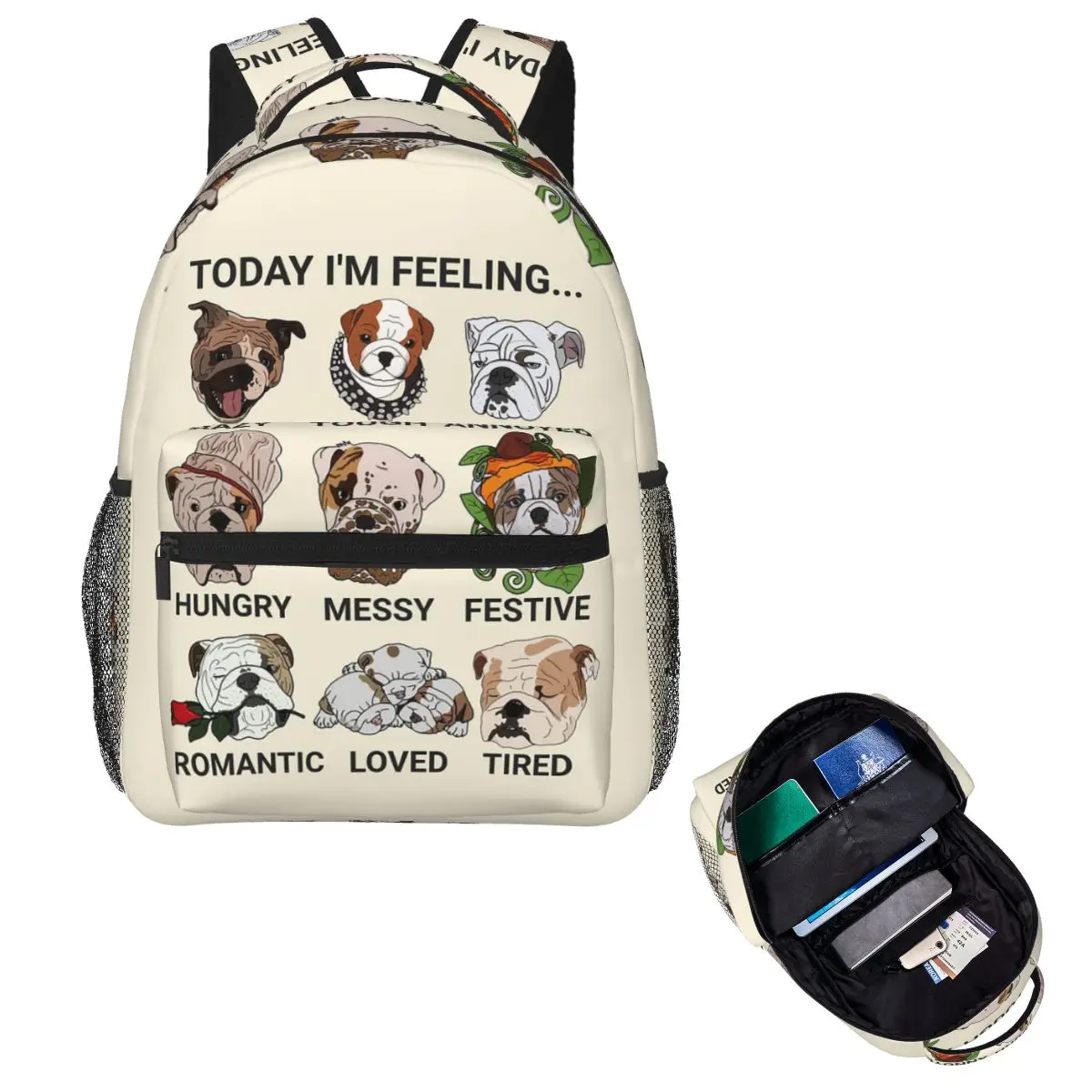 Today I'm Feeling Dog Lover Creative Student Backpack School Bag Hiking Travel Daypack for Boys Girls Bookbag Shoulder Bags