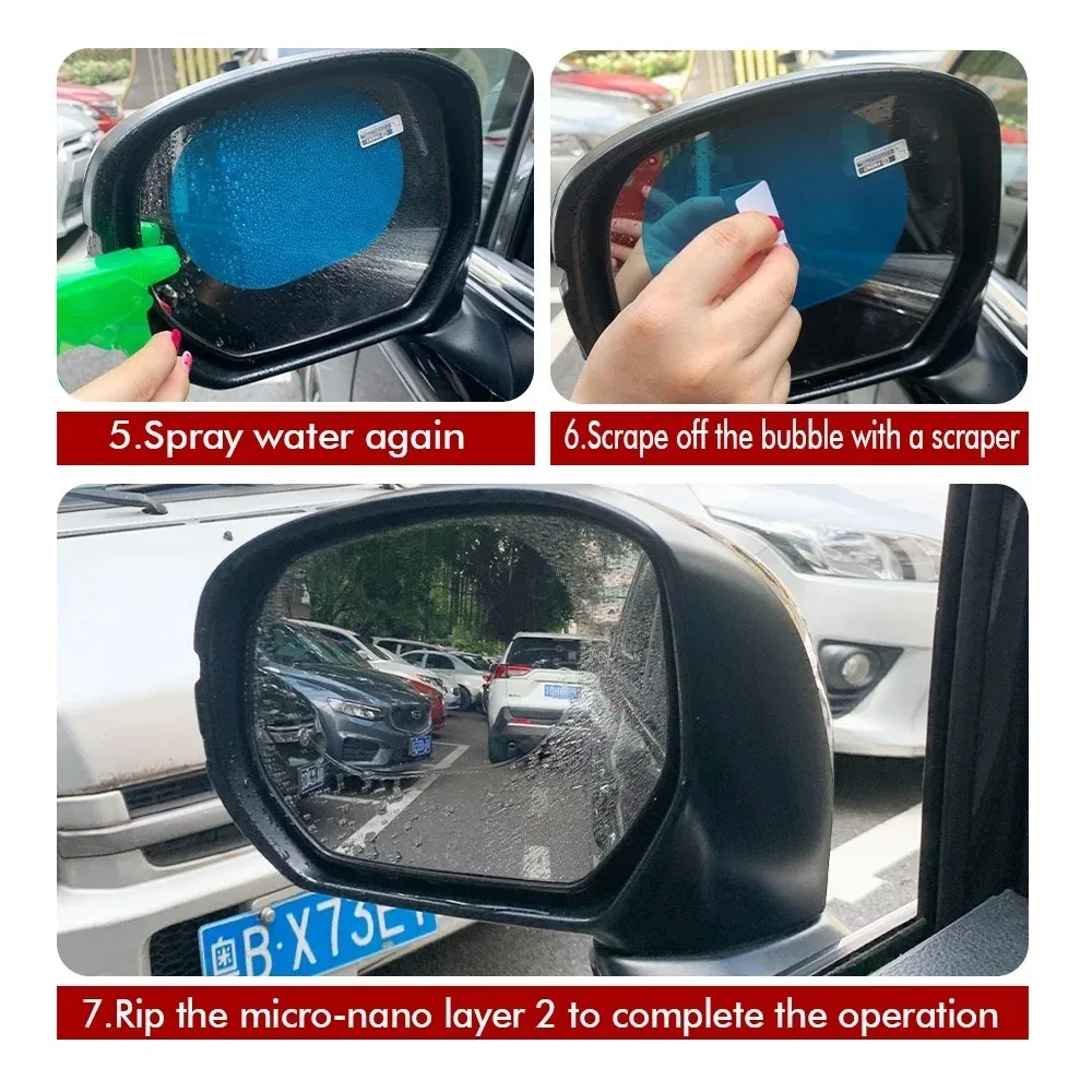 4PCS Car Rainproof Film 2 Auto Rearview Mirror 2 Side Windows Rainproof Film Waterproof Anti-fog Car Stickers for Car Accessorie