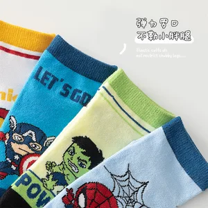 5 Paare Kinder Baumwollsocken Spider-Man Iron Man Hulk Thor Anime Kinder Jungen Kurzzeichnungen von Zeichnungen des Baby Spring Summer Hälfte y 6 Hauptverkauf Fantasy Iron Man Bebe - №6