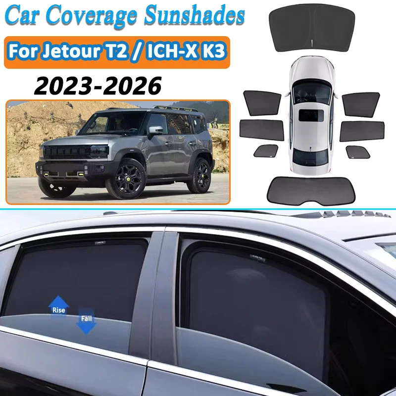 

Car Mesh Sunshade For Jetour T2 ICH-X K3 2023-2026 Window Sunshine Plate Privacy Curtain Anti Glare Sun Shades Auto Accessories