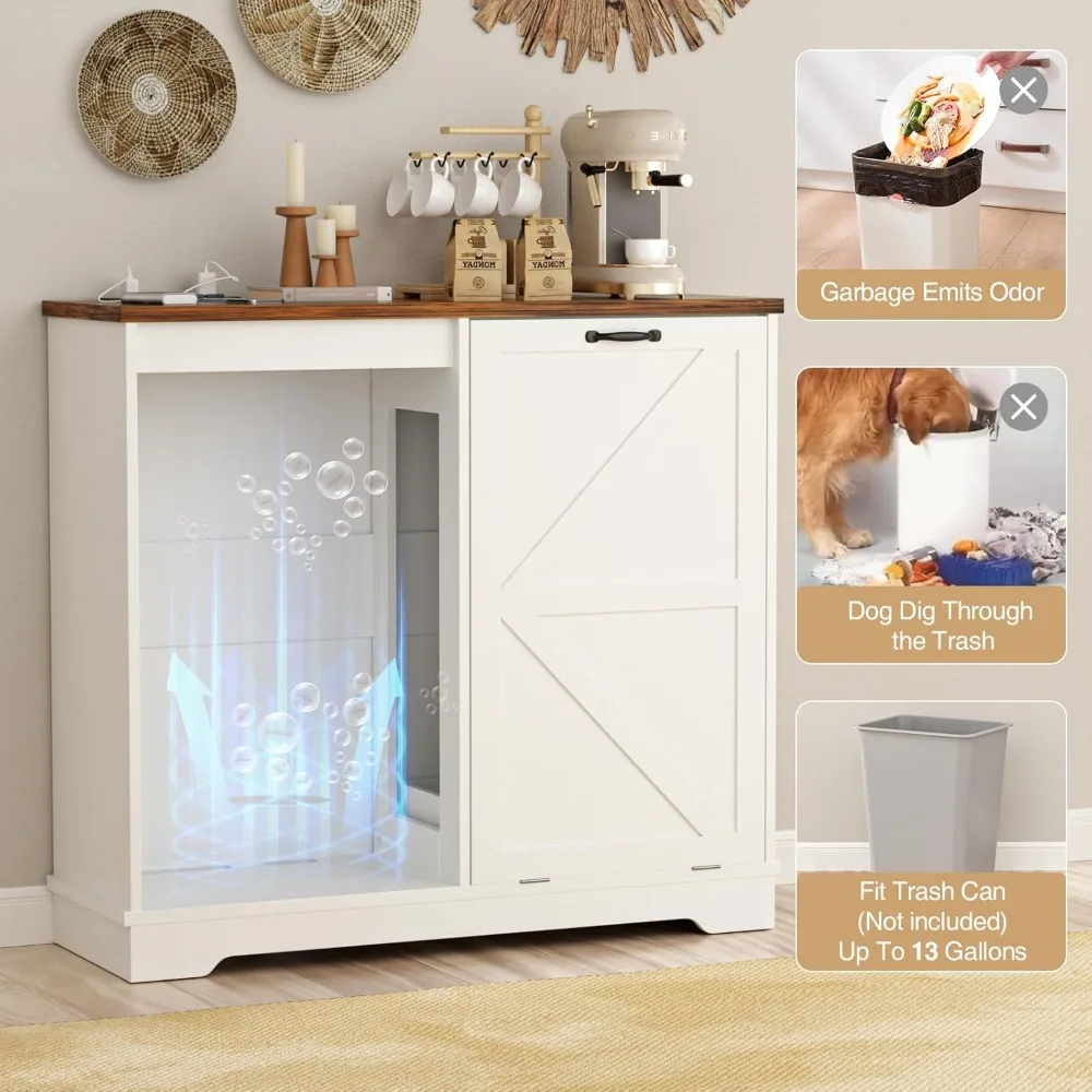 ตู้ขยะไม้สไตล์ฟาร์มเฮาส์แบบเอียงได้สองด้าน พร้อมระบบควบคุมกลิ่น