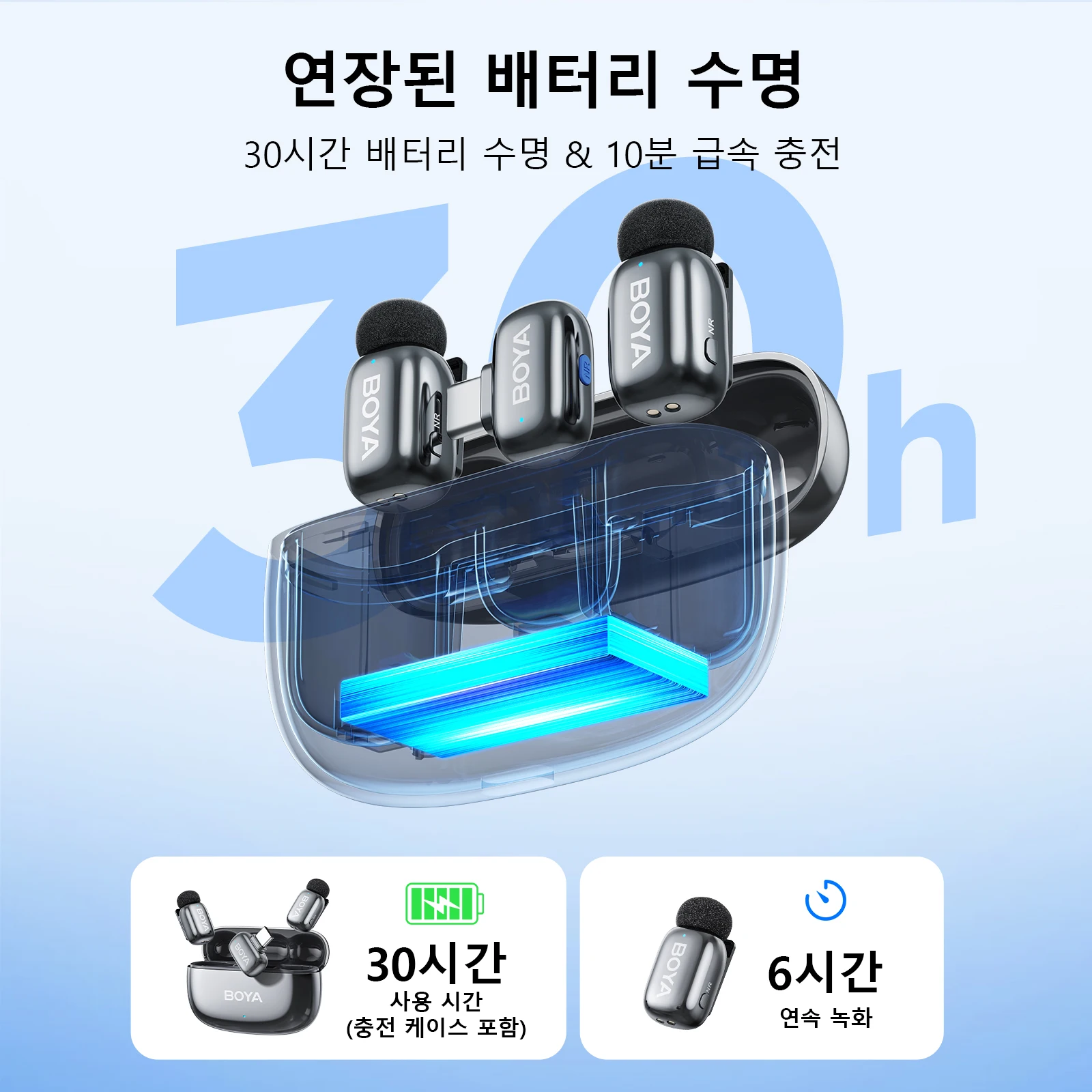 BOYA 미니 2 무선 라발리에 마이크 AI 소음 감소 미니 마이크 아이폰 6-14/15-... - 2