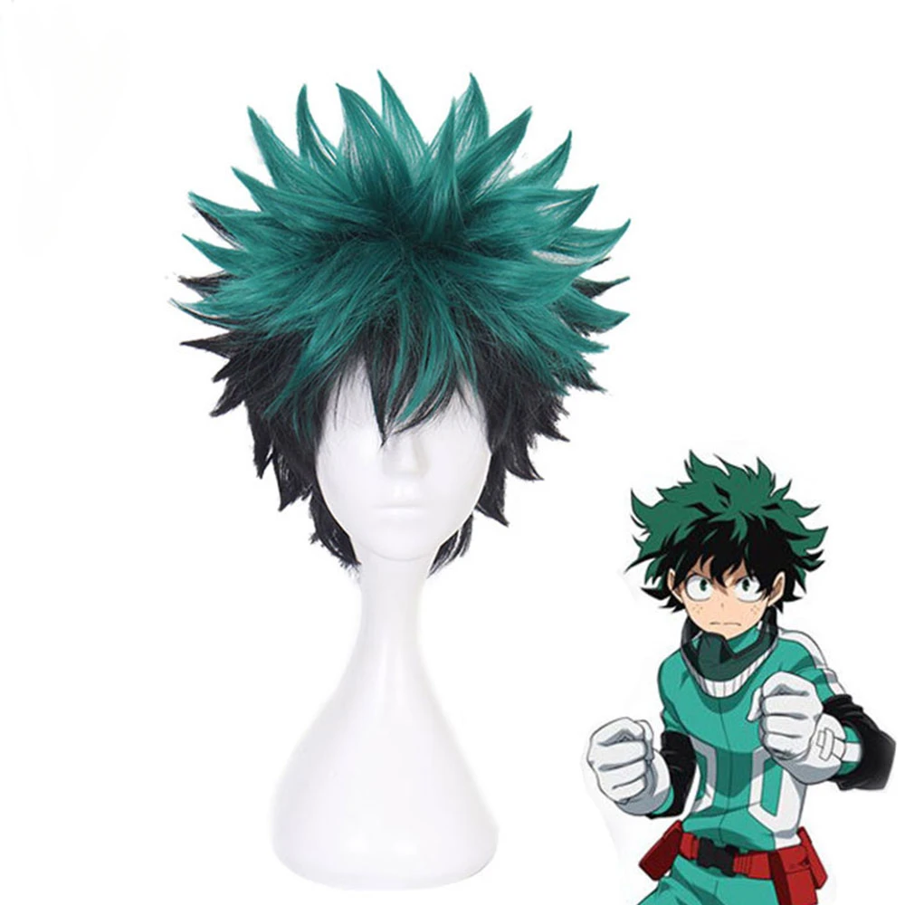 My Academia Cosplay Wig Izuku Midoriya Wig Boku No Academia/Academy Cosplay Hair Izuku Midoriya Deku Wig Hairnet