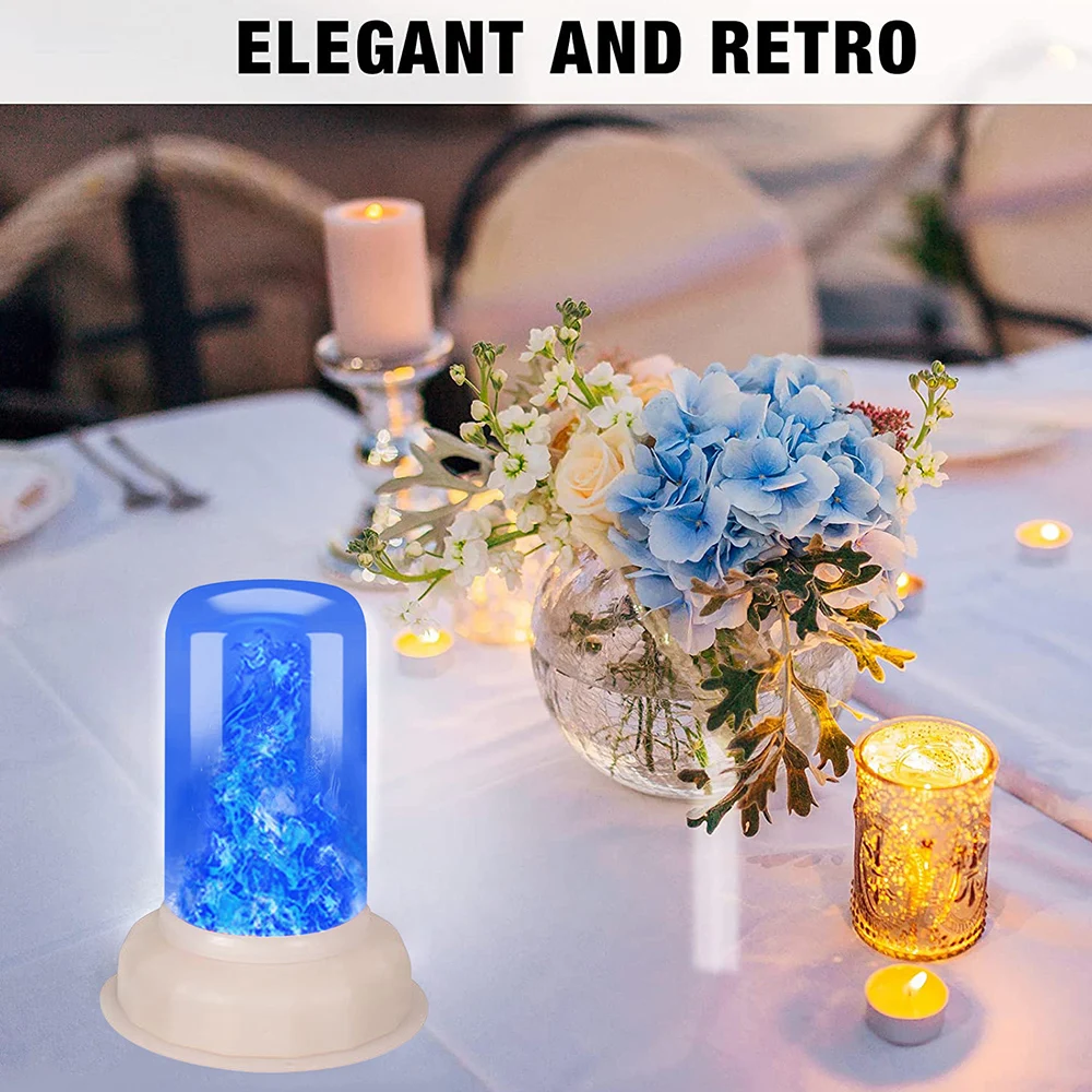 Battery Operated LED Flame Effect Night Lights Flameless Candle Tealights Simulation Flickering Desk Lamp Room Party Bar Decor