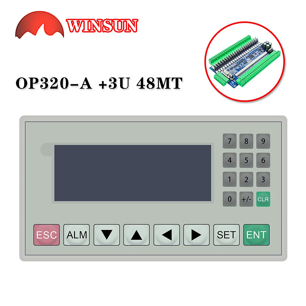 with FX3U-14 -24 -32 -48 PLC Relay/Transistor Text Display 3.7inch 192*64px OP320-A V8.0 RS232 422 485