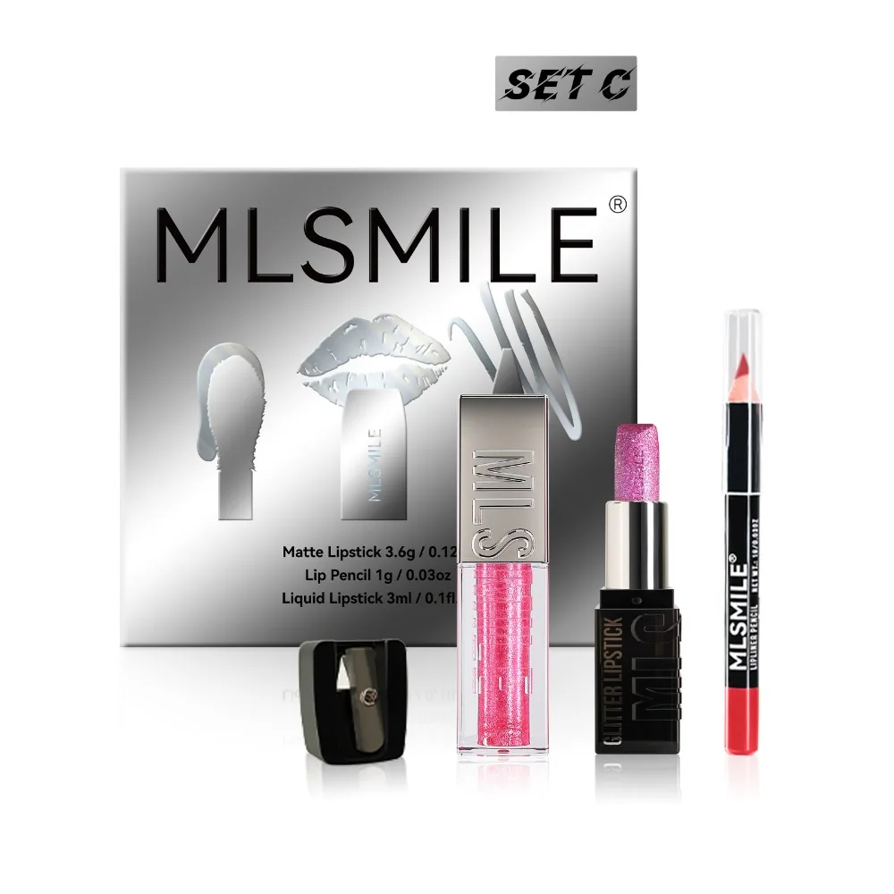

With Lip Liner Multi-Combination Lip Kit Easy To Color Long-lasting Liquid Lip Glaze Waterproof Pencil Sharpener