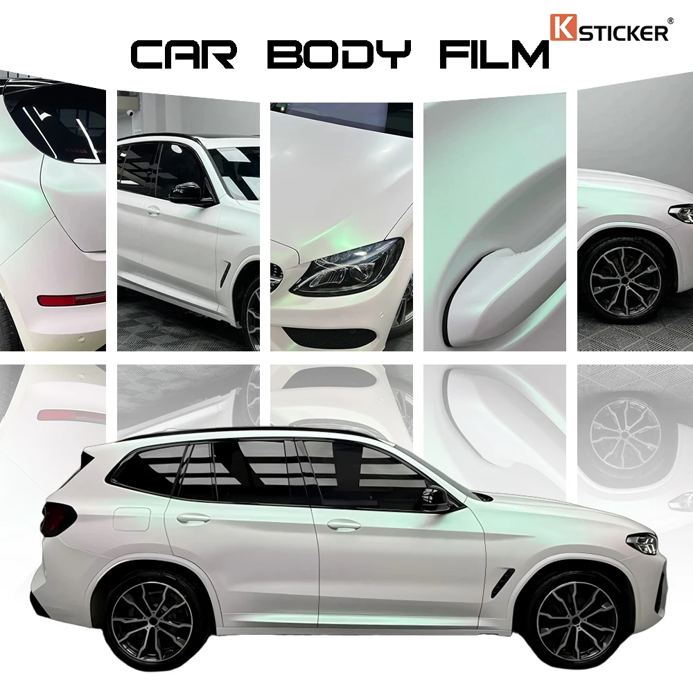 Premium Matte Aurora White Car Wraps Film Sticker Vehicle Body Vinyl Roll Trim Motorcycle Auto Decoration Air Bubble Free Cover