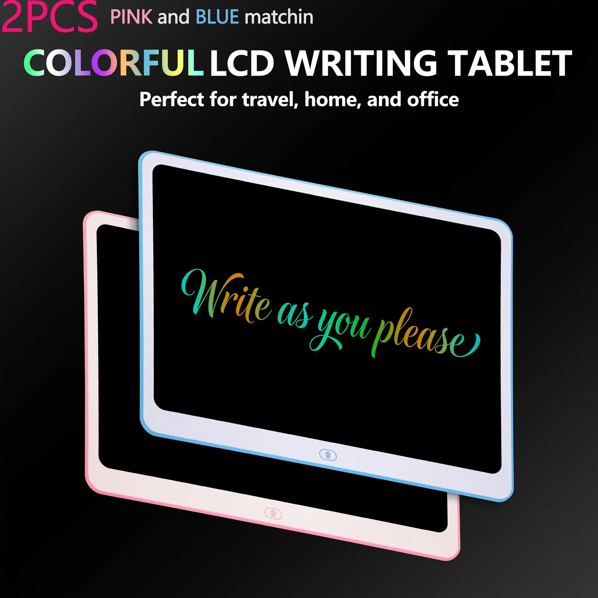 2‑Pack (Pink+Blue) 20 Inch Large LCD Writing Tablet, Eye‑Protected Erasable Drawing Pad for Kids & Adults, Reusable Graffiti Board for Home Classroom Office, Xmas Birthday Gift
