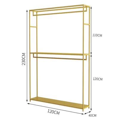 

Modern Minimalist Golden Clothing Display Stand Floor-standing Wrought Iron Double-layer Hanger