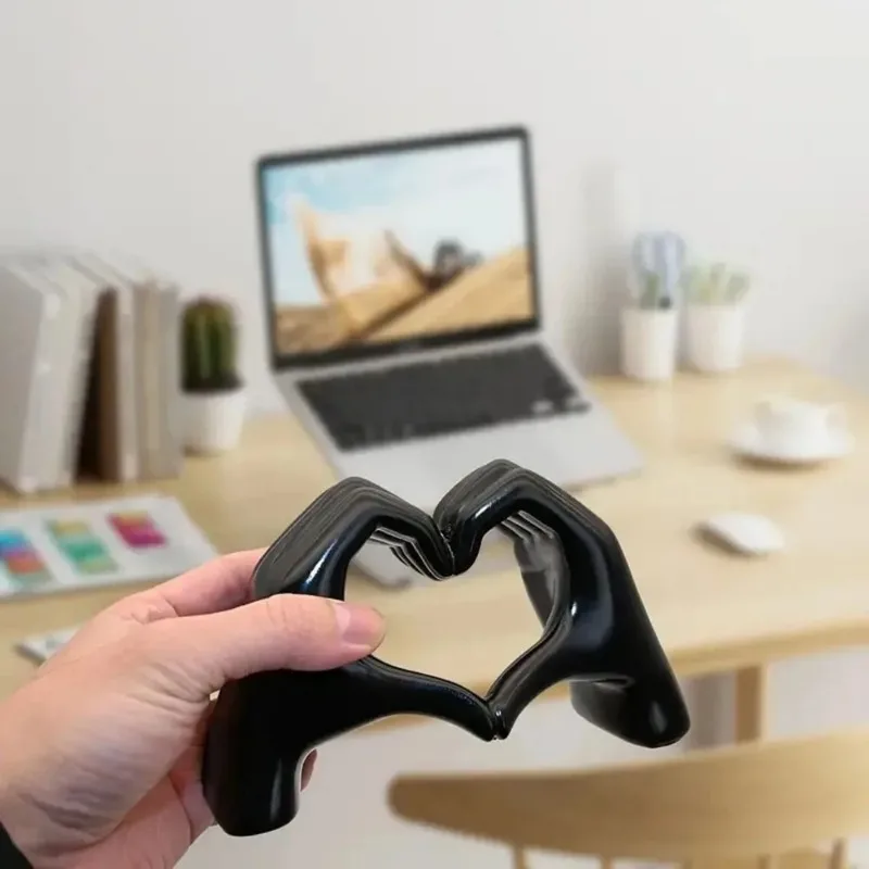 Living Room Bedroom Decoration Love Finger Modern Gesture Sculpture Home Bookshelf Desktop Gold Decoration Heart Hand Statue