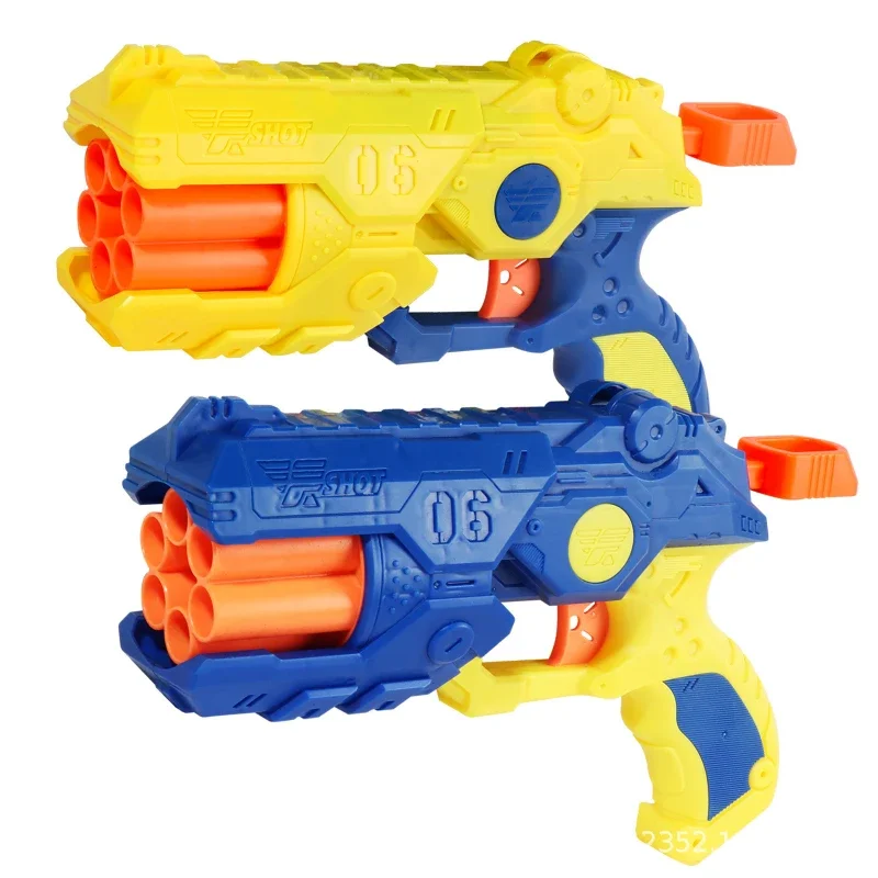 Children Manual Gun 6-Shot Soft Bullets Toy Gun Kits Long Range Dart Blaster Boys Shooting Toys Pistol Gun Kids Xmas Gifts