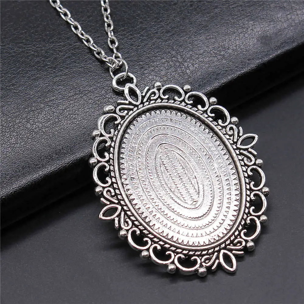 45 Or 70cm Long Chain Accessories For Women Fit Oval 30X40Mm Glass Cabochon Base Setting Tray Jewellery Making Pendant Necklace