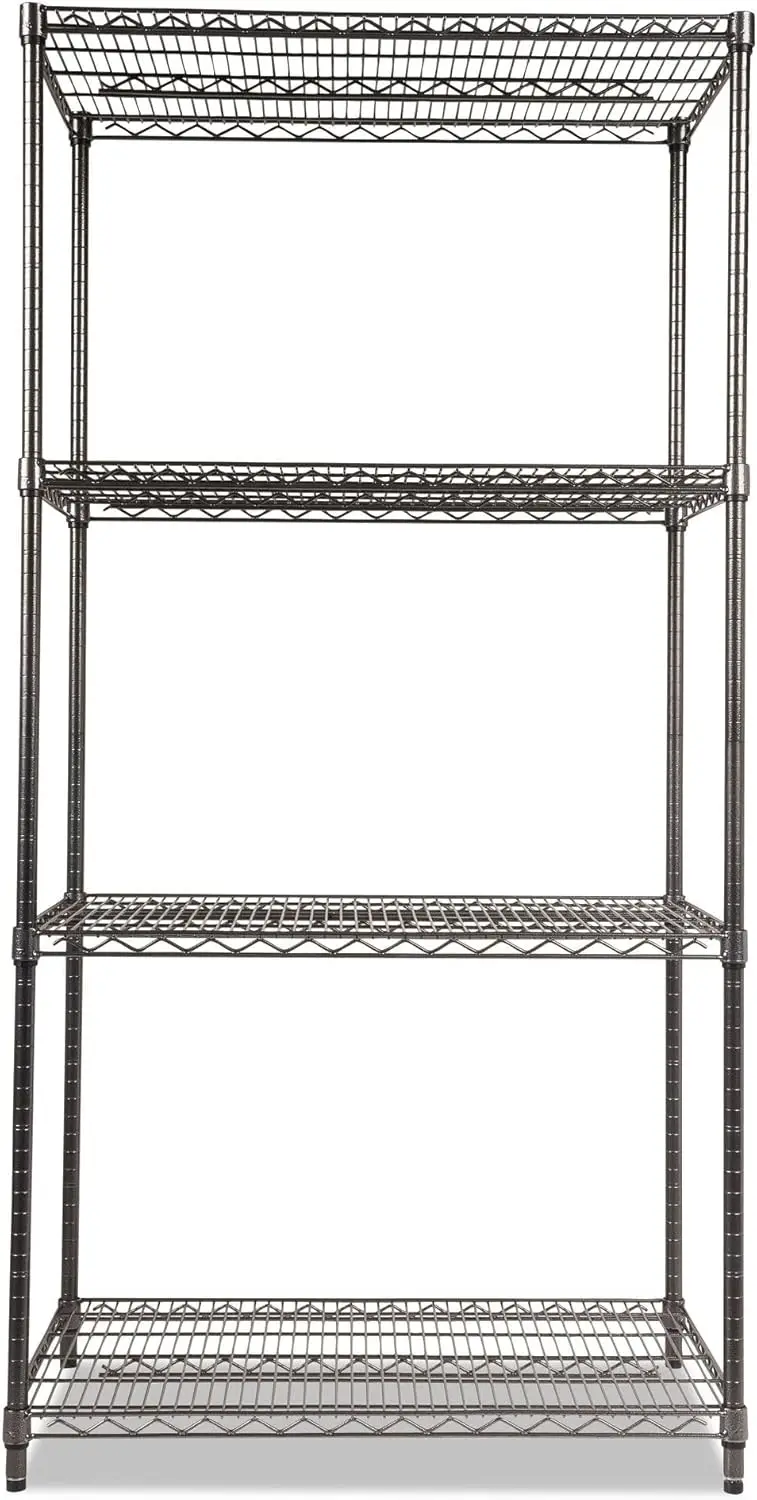 Alera Wire Shelving Starter Kit, Four-Shelf, 36w x 24d x 72h, Black Anthracite