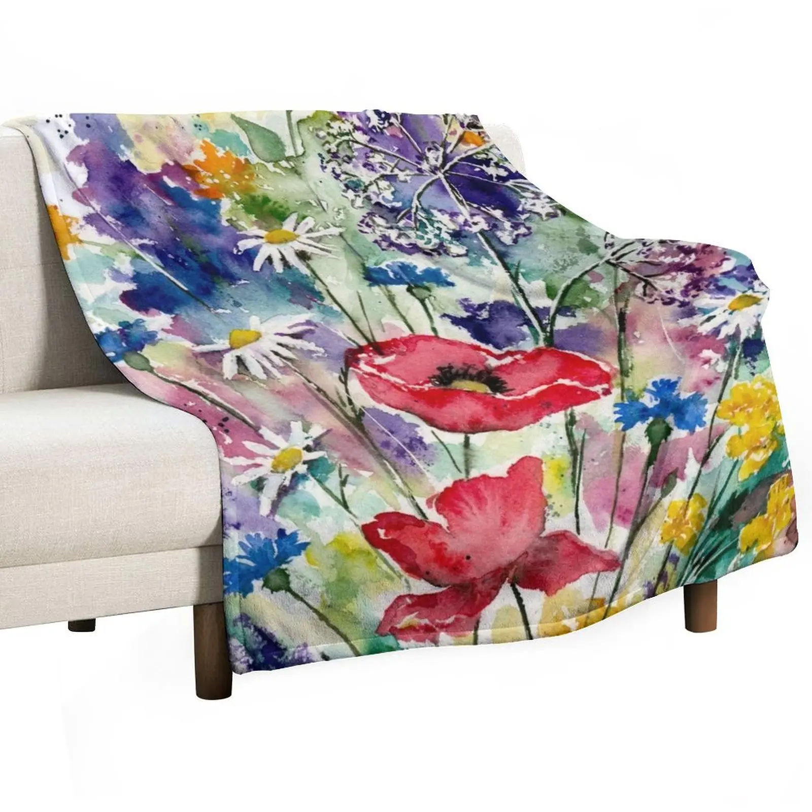 

Spring Flowers Watercolor Throw Blanket anime Blankets For Bed Extra Large Throw Blankets