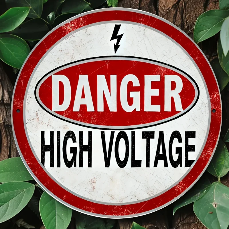 1pc Vintage High Voltage Warning Sign, Aluminum Wall Mount Safety Plaque, 8x8 Inch, for Indoor & Outdoor, Home, Garden, Bar, Caf