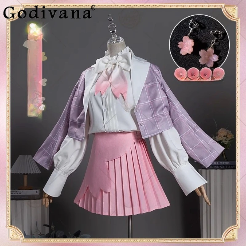Uniform Anime Party Uniform Hallowen Play Role Clothes Women Cute Daily Suit Coat and Skirt Set Female Sweet Bow Skirt Outfits
