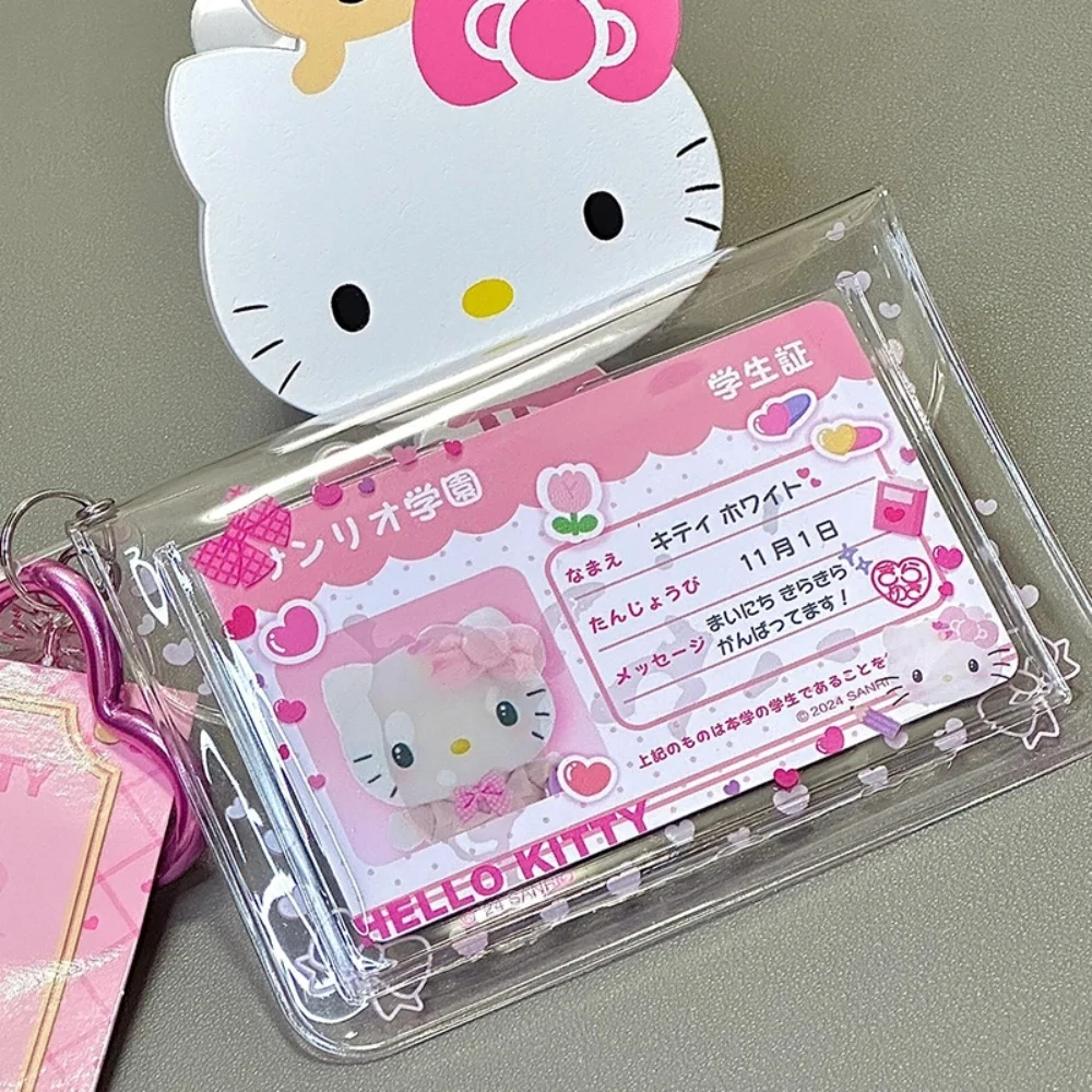 Kawaii Sanrio Card Bag Hello Kitty Kuromi Melody Cinnamoroll Student ID Card Pvc Transparent Storage Bag Girls Gifts image 4