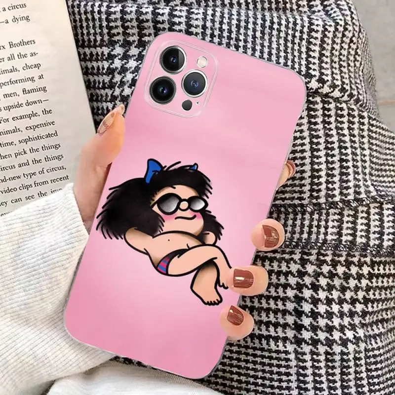 Cartoon Mafalda Phone Case Silicone Soft for iphone 14 13 12 11 Pro Mini XS MAX 8 7 6 Plus X XS XR Cover