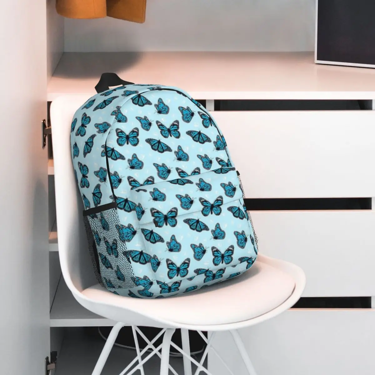 Beautiful Blue Butterflies New Fashion High Capacity Waterproof College Backpack Trendy Laptop Travel Book Bag 15inch