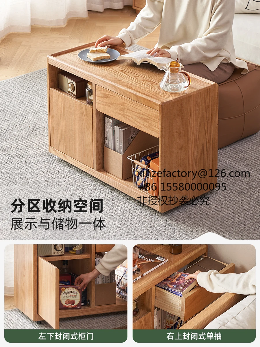 Factory Direct 2026 Top RatedSolid wood bookcase locker low cabinet table mobile storage locker sofa side cabinet L7189