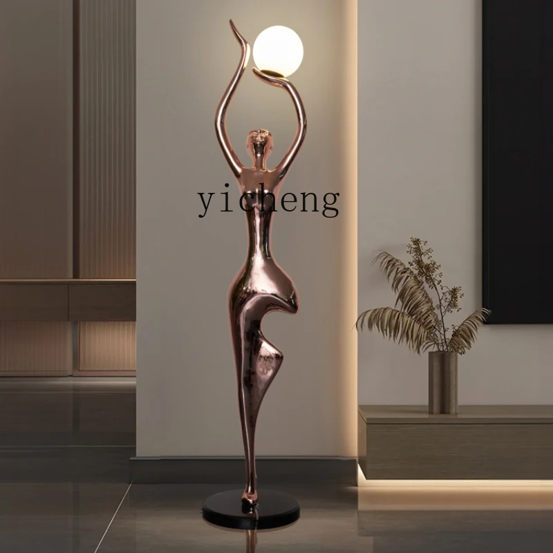 ZC Figure Sculpture Big Decorations Creative Home Stairs Dance Goddess Art Decoration Luminous Floor Ornaments