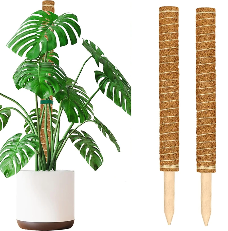 Moss Poles for Climbing Plants Monstera, 2 Pack Stackable Tall Plant Sticks, Large Coir Plant Support Stakes for Potted Plants