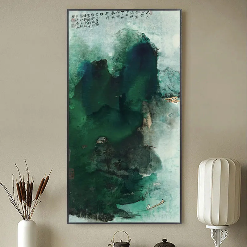 Zhang Daqian Ancient Chinese Brush Painting Print Canvas ink Lotus wall Picture For Living Room Study home decor No Frame