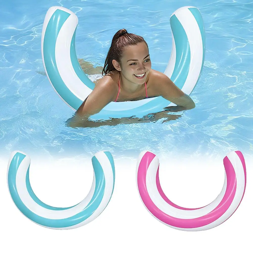 Pool Noodle Float Inflatable PVC U Shaped Water Hammock Lounger Striped Swimming Ring Floating Raft Adults Beach Party Toy