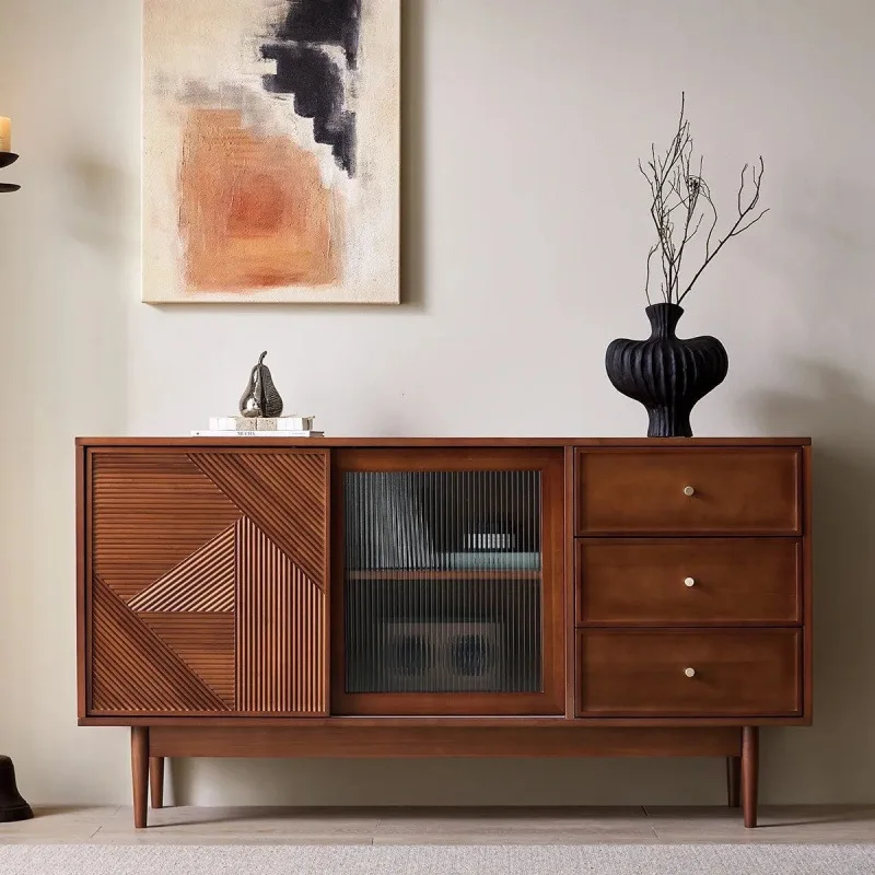 

Nordic medieval dining side retro simple storage side cabinet solid wood tea modern living room locker against the wall bucket