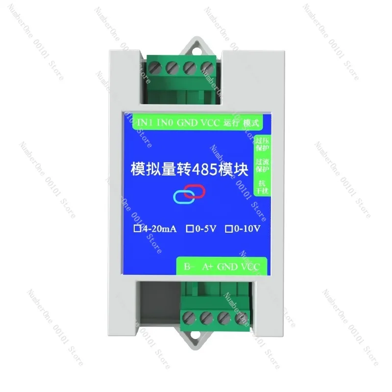 USB Analog to RS485 Acquisition Module 4-20mA 0-5V 10V Input Modbus RTU for Industrial Data Acquisition