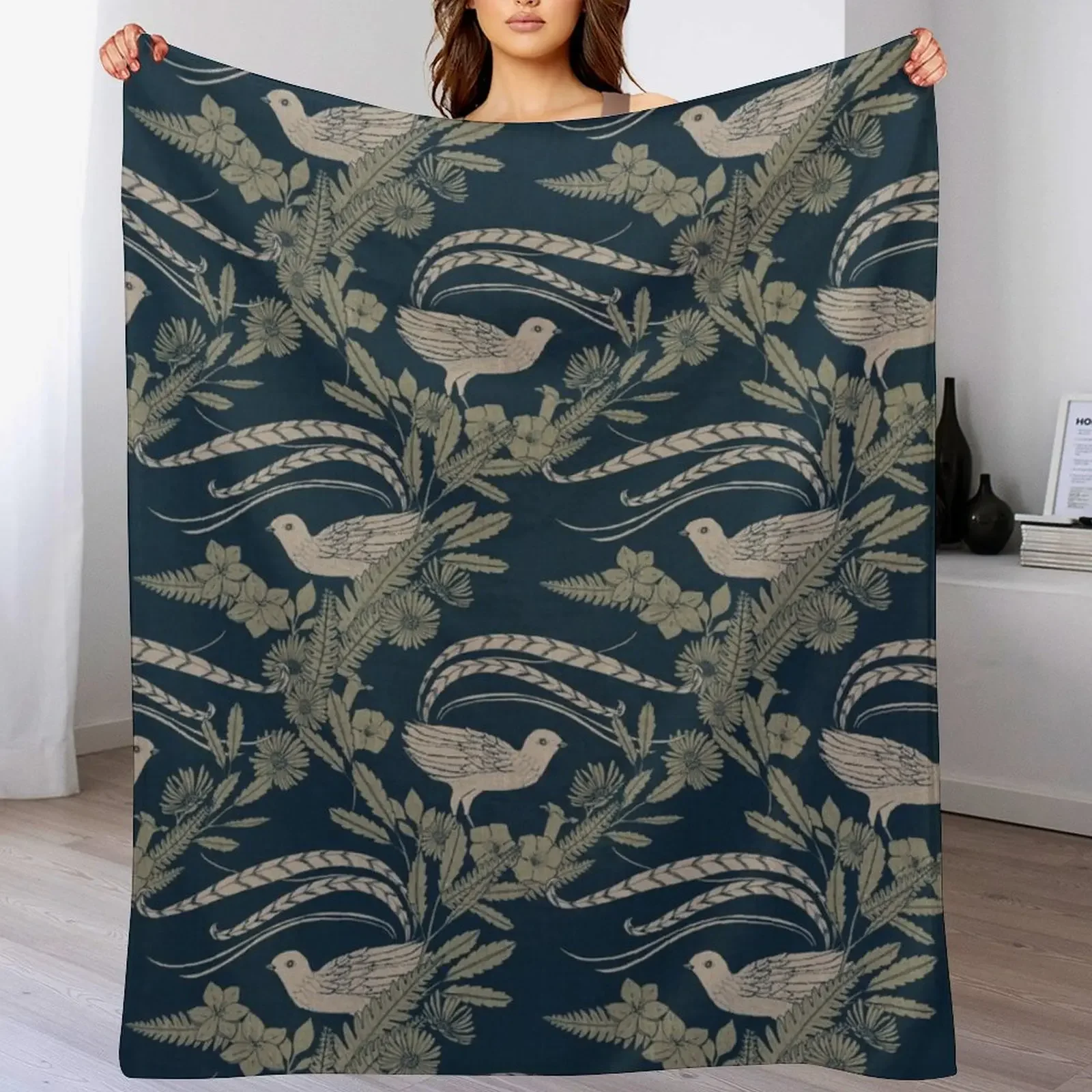 Lyrebird Garden Throw Blanket Reusable Durable Soft Blanket for All Seasons