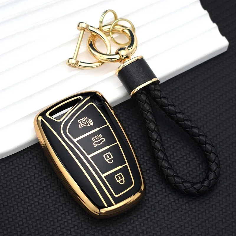 TPU Shell Fob do Hyundai Grandeur HG Sedan Genesis G80 Santa Fe 3DM Grand SantaFe IX45 EQUUS Azera Remote Key Case Cover Holder