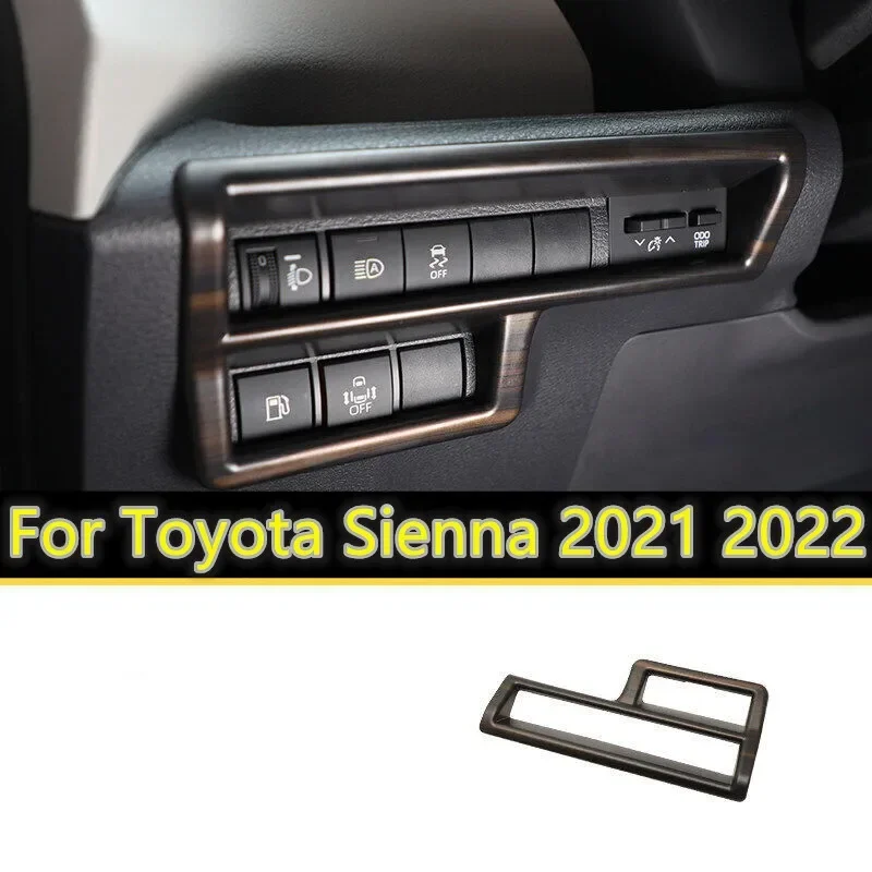 Wood Grain Interior Front Lamp Switch Panel Cover Trim Car Decoration For Toyota Sienna 2021 2022