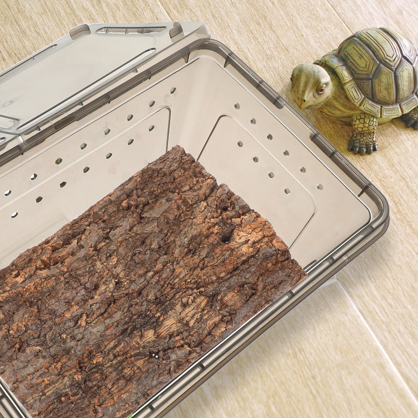 

2Pcs Reptile Bark Platform Bark Terrarium Decoration Turtle Basking Reptile Hide Turtle Platform