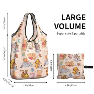 Winnie Pooh Teddy Bear Mua sắm Túi mua sắm cho phụ nữ, Tùy chỉnh, Túi người mua sắm vai Kawaii, Cửa hàng tạp hóa Tote, Túi dung tích lớn 10 Quần áo Bán hàng chính Pooh - 3