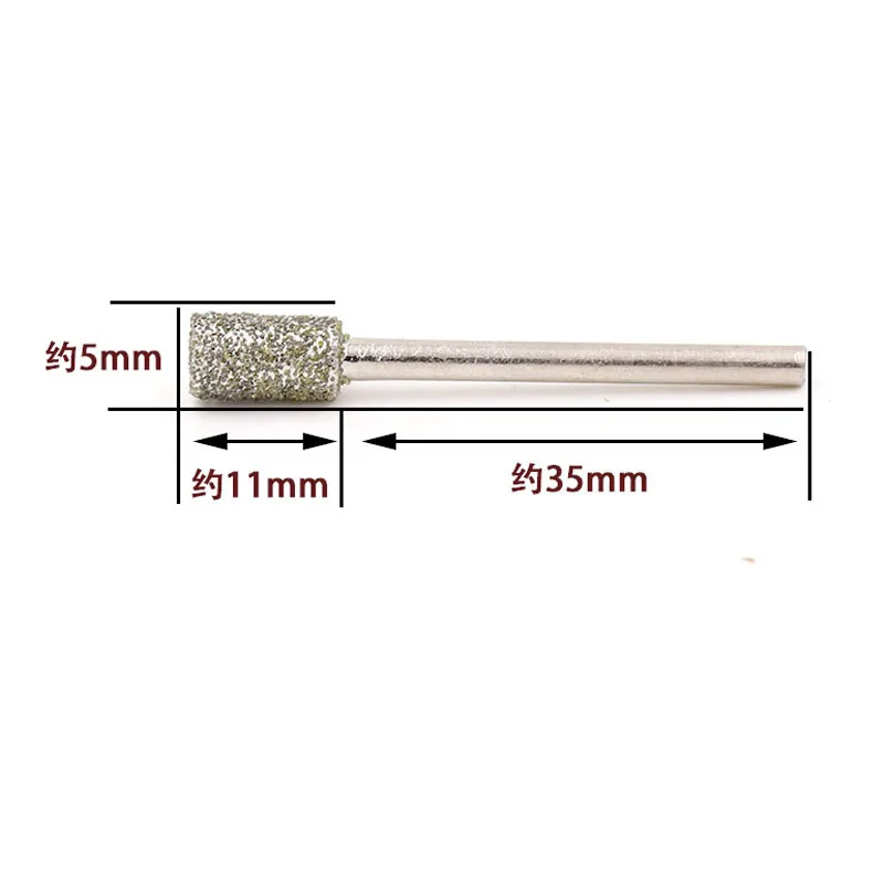 Brocas de pulido de diamante de cilindro, 5 piezas, 3/4/5/6/8mm, para Dremel, grano 60, grueso