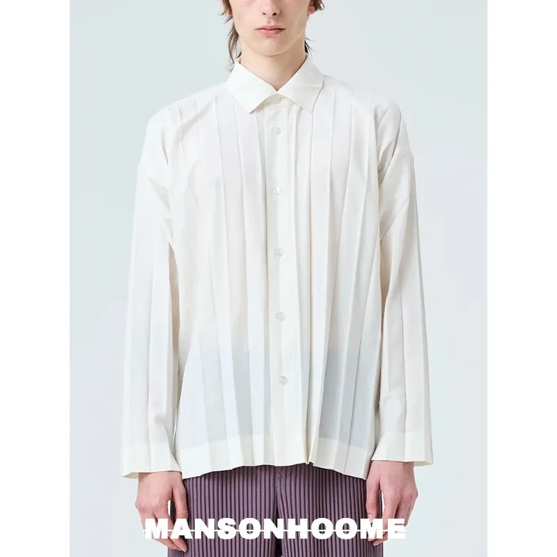 Miyake Pleated Men's Shirt Simple High-end Business Casual Jacket Versatile Fashion Men's Top Street Travel Cardigan
