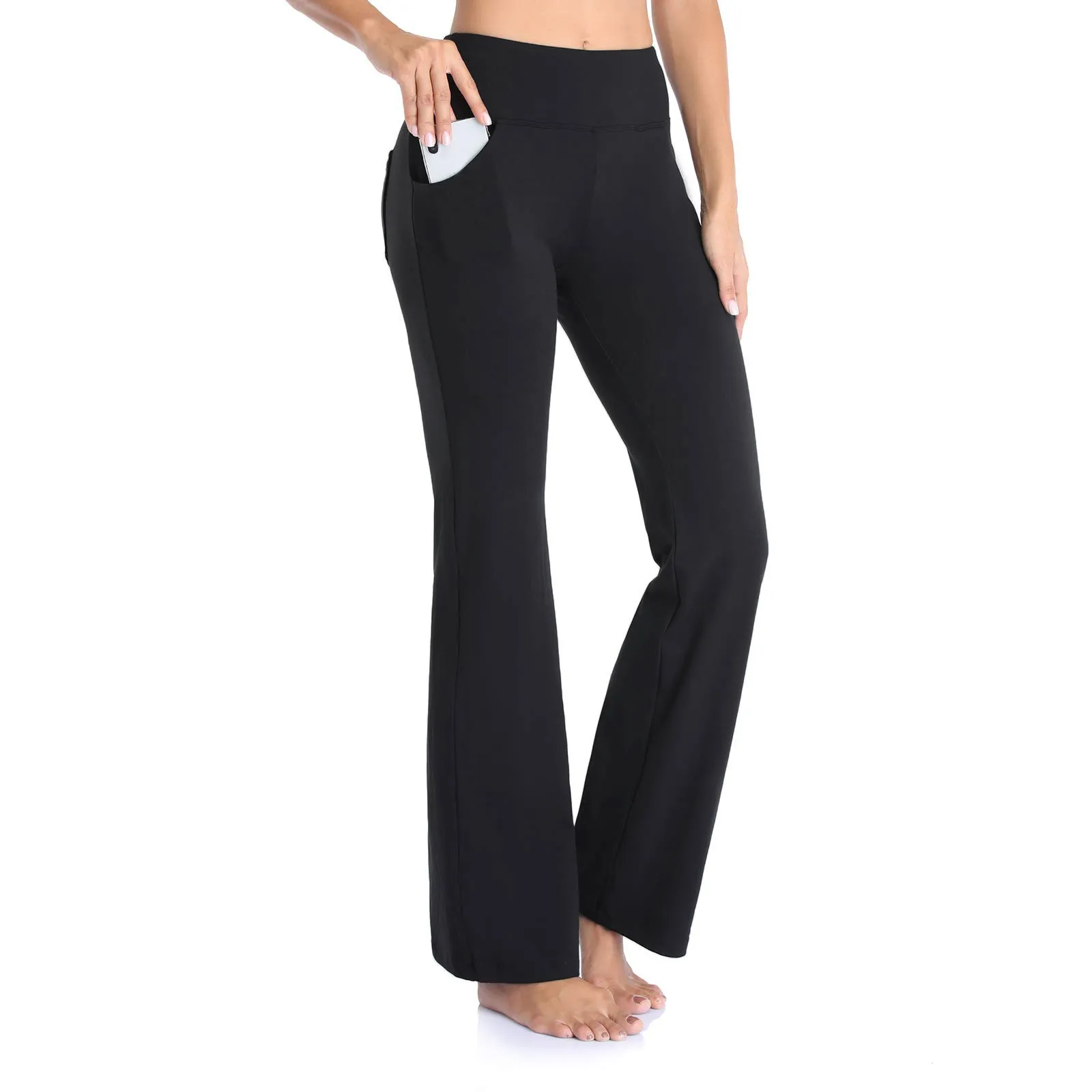 

women black Solid low Waist FLARE PANTS female Elastic Waist Ankle-Length Pants fashion slim fit Slight Strech lady trousers