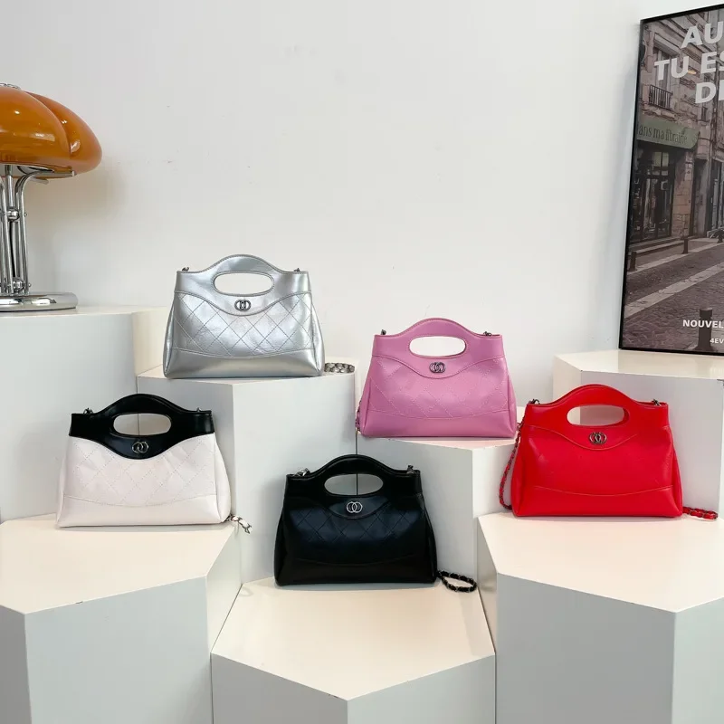 السيدات المألوف الماس شبكة سلسلة حقيبة كروسبودي حقيبة كتف واحدة شكل مربع بطانة البوليستر حقيبة يد المواد البولي يوريثان #4