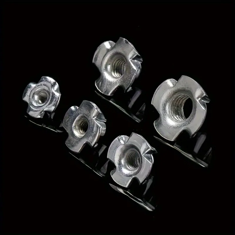 90pcs Galvanized Four-Jaw T-Nuts - M3, M4, M5, M6, M8 Sizes Available!