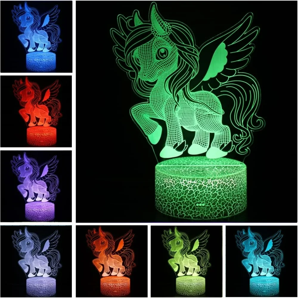 Nighdn Unicorn Night Light for Kids 3D Illusion Unicorn Lamp Birthday Gifts for Girls  Bedroom Decoration LED Nightlight  Lamp