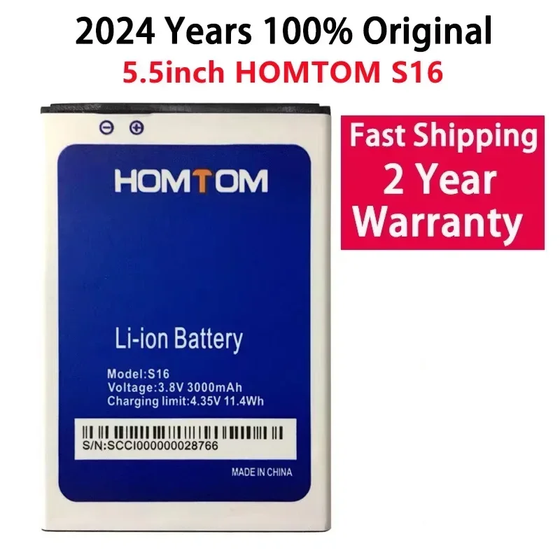 100% Original S16 Battery 3000mAh Replacement 5.5inch HOMTOM S16 Mobile Phone Battery