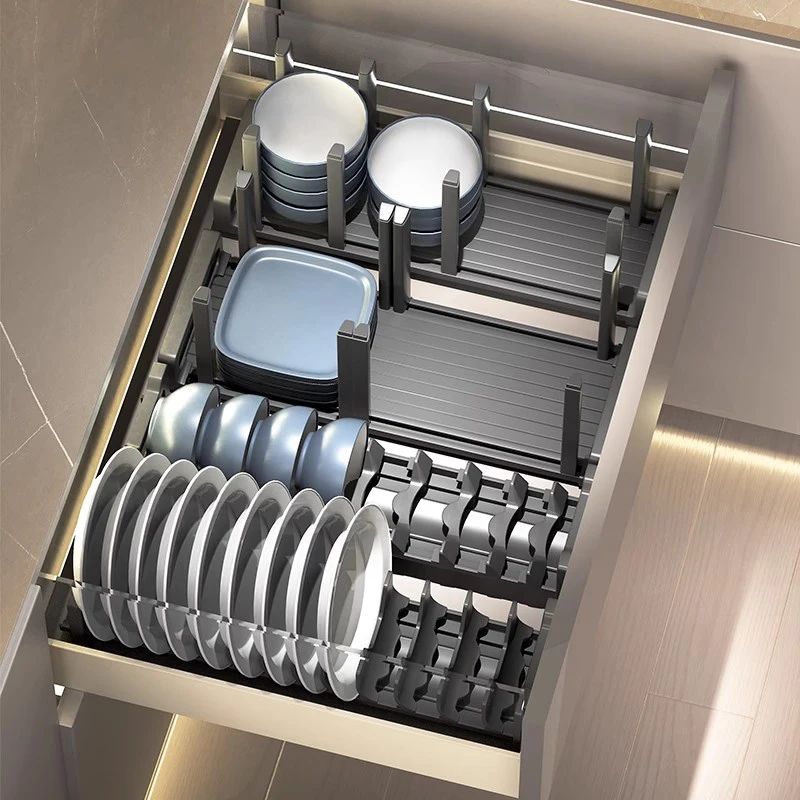 Dish storage rack, bowl and kitchen drawer storage separation, built-in bowl rack, cabinet, cabinet, cutlery, plate storage rack