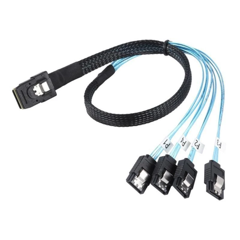 Mini Host/Controller to 4 Target/Backplane Mini 36Pin SFF-8087 Male to 4 7Pin Female Cable Replacement