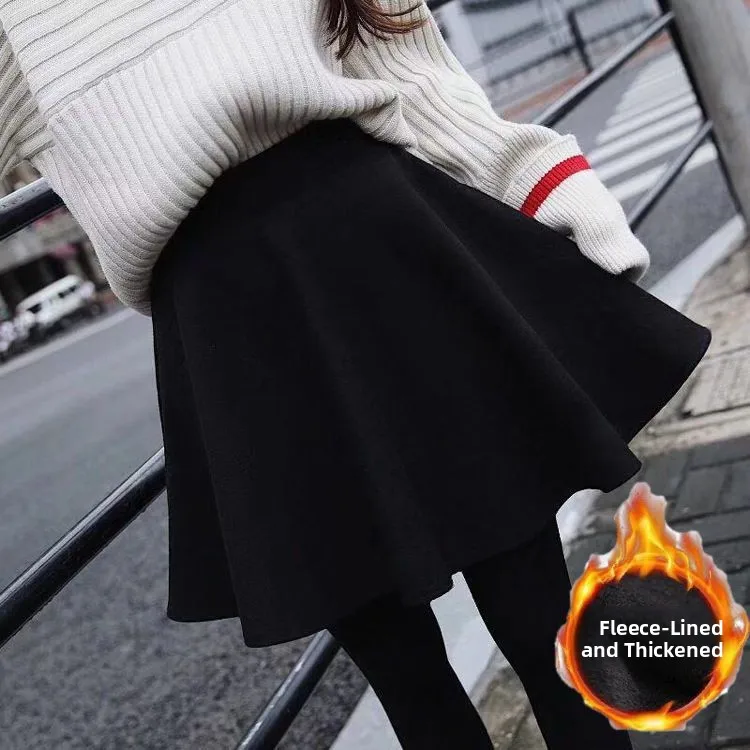 

Новая осенне-зимняя женская пышная юбка-шорты А-силуэта с высокой талией, утепленная флисом, плиссированная, имитация двух предметов