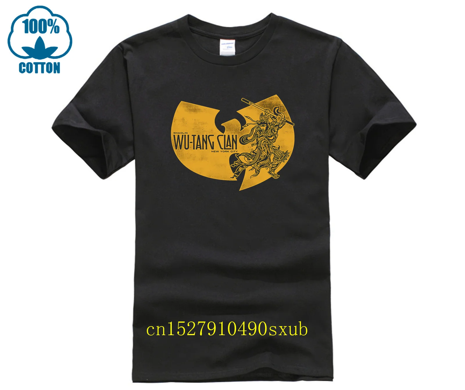 Yellow Shaolin 100% Cotton Men And Women Soft Fashion T-Shirt Yellow Music Wu Hip Tang Hop Clan Tang Rule Clan